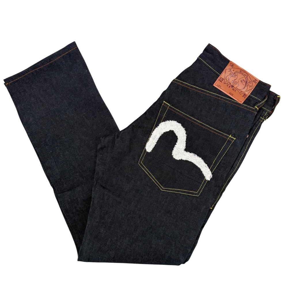 EVISU Genes Osaka Y2K Jeans Dark Wash Embroidered‎ Back Pocket Mens 30